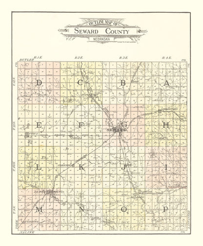 Vintage Map of Seward County, Nebraska 1908 -Not available at Minden location-