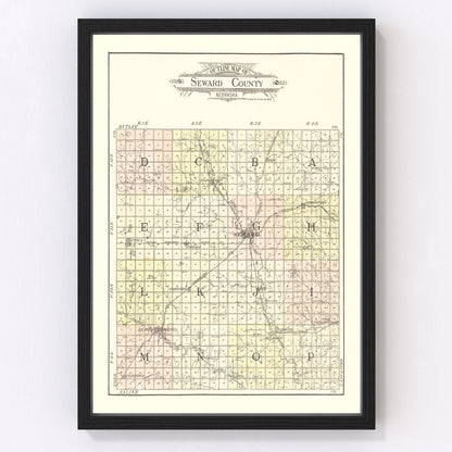 Vintage Map of Seward County, Nebraska 1908 -Not available at Minden location-