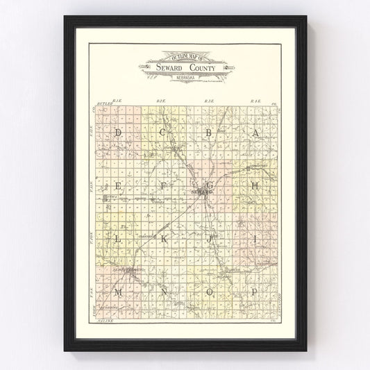 Vintage Map of Seward County, Nebraska 1908 -Not available at Minden location-