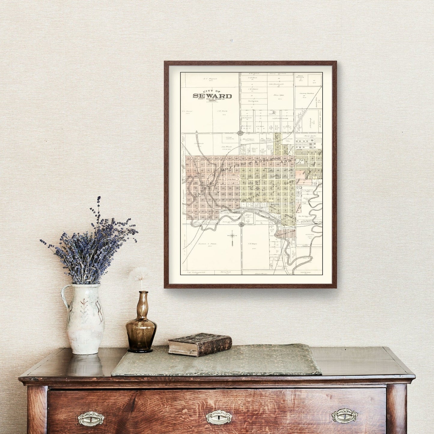Vintage Map of Seward, Nebraska 1908 -Not available at Minden location-
