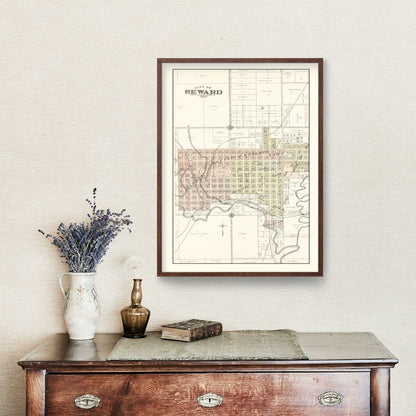 Vintage Map of Seward, Nebraska 1908 -Not available at Minden location-