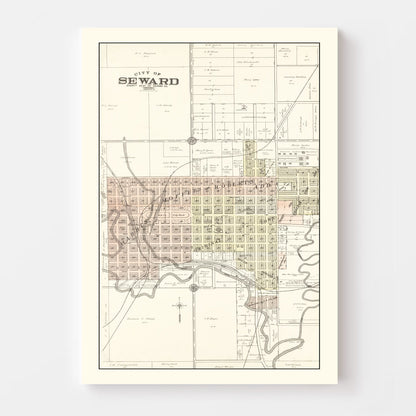 Vintage Map of Seward, Nebraska 1908 -Not available at Minden location-
