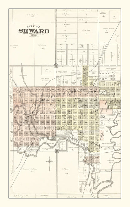 Vintage Map of Seward, Nebraska 1908 -Not available at Minden location-