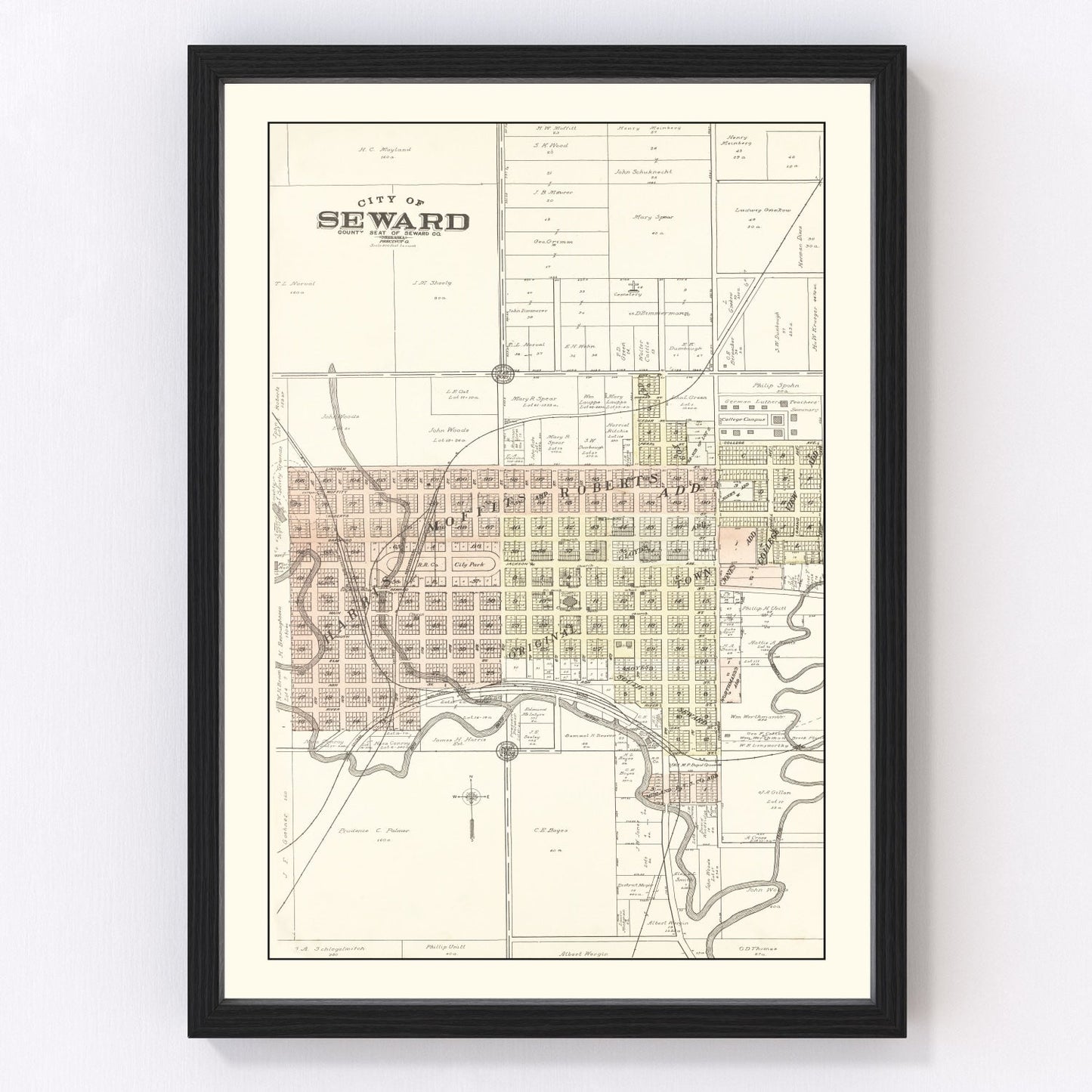 Vintage Map of Seward, Nebraska 1908 -Not available at Minden location-