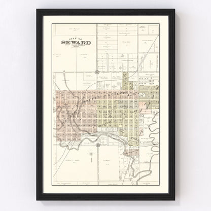 Vintage Map of Seward, Nebraska 1908 -Not available at Minden location-