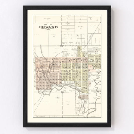 Vintage Map of Seward, Nebraska 1908 -Not available at Minden location-