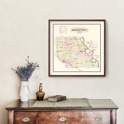 Vintage Map of Washington County, Nebraska 1908 -Not available at Minden location-