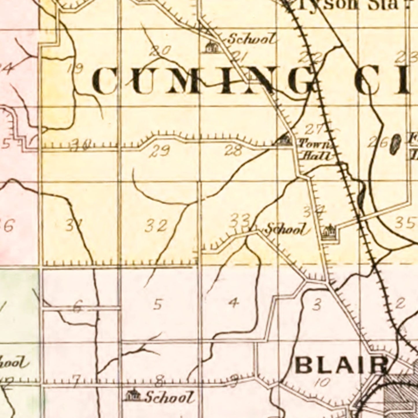 Vintage Map of Washington County, Nebraska 1908 -Not available at Minden location-