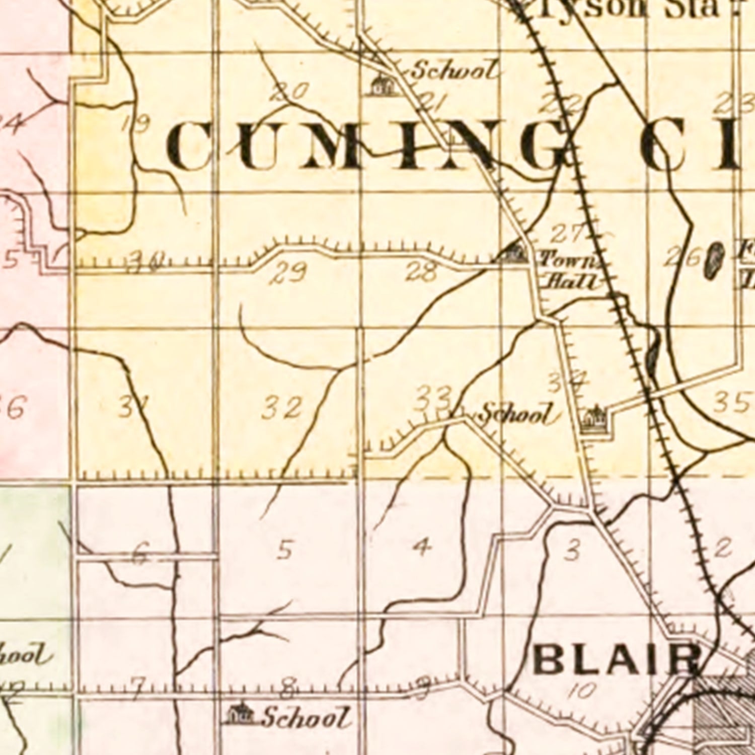 Vintage Map of Washington County, Nebraska 1908 -Not available at Minden location-