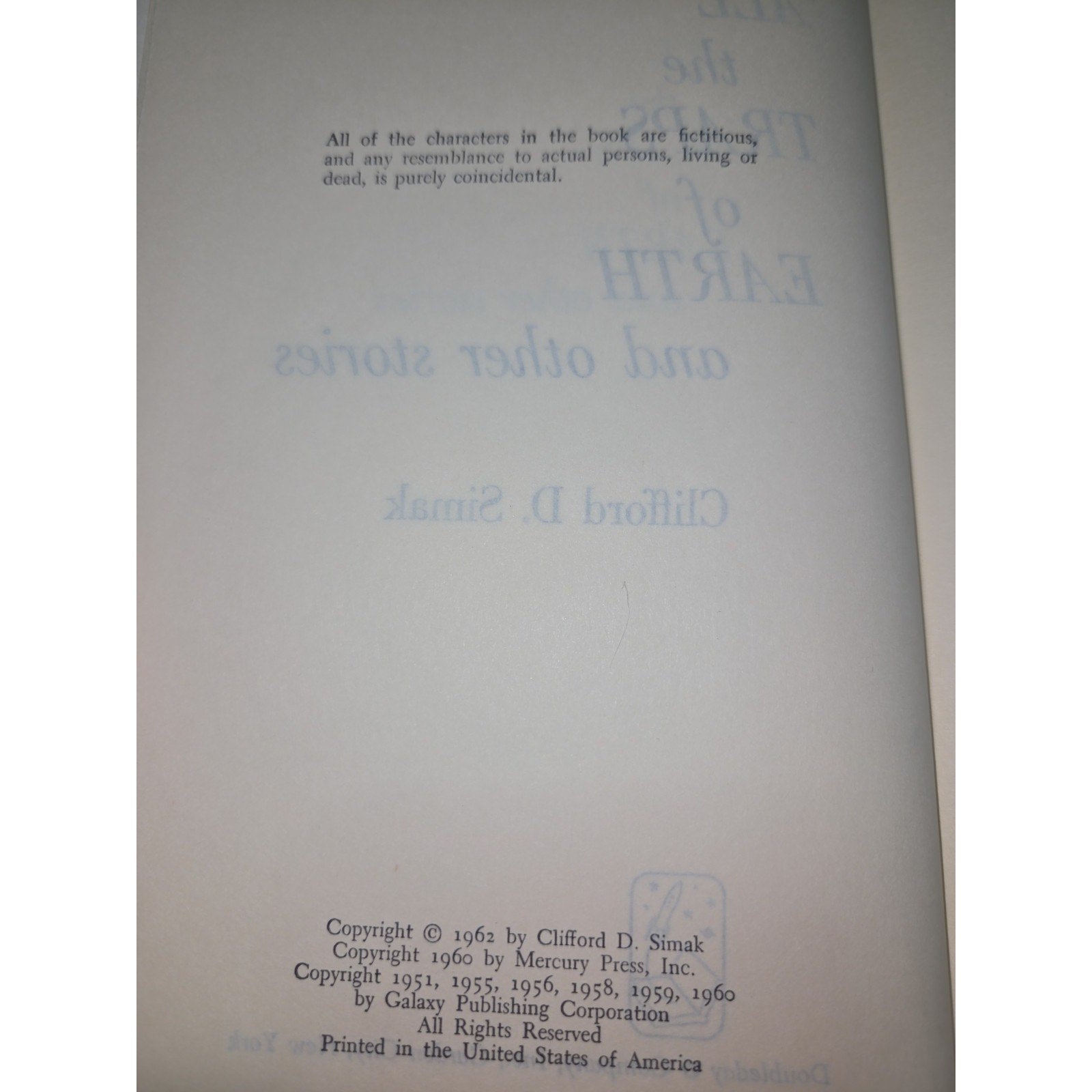 Vintage Hardcover All The Traps Of Earth & other stories Clifford D. Simak 1962