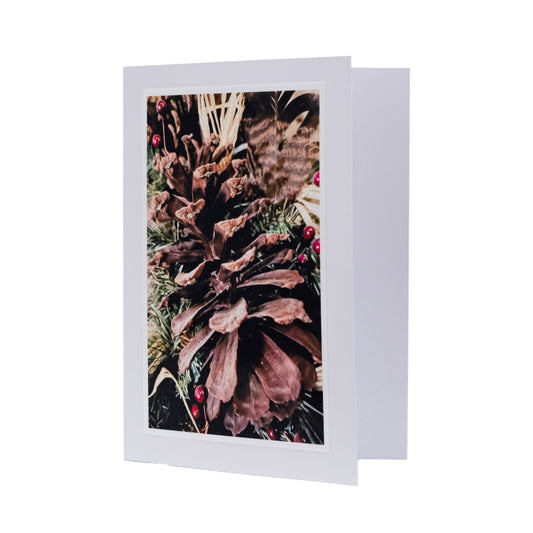 Blank Christmas Greeting Card | Multiple Designs | KJ Made White Card With Pine Cone