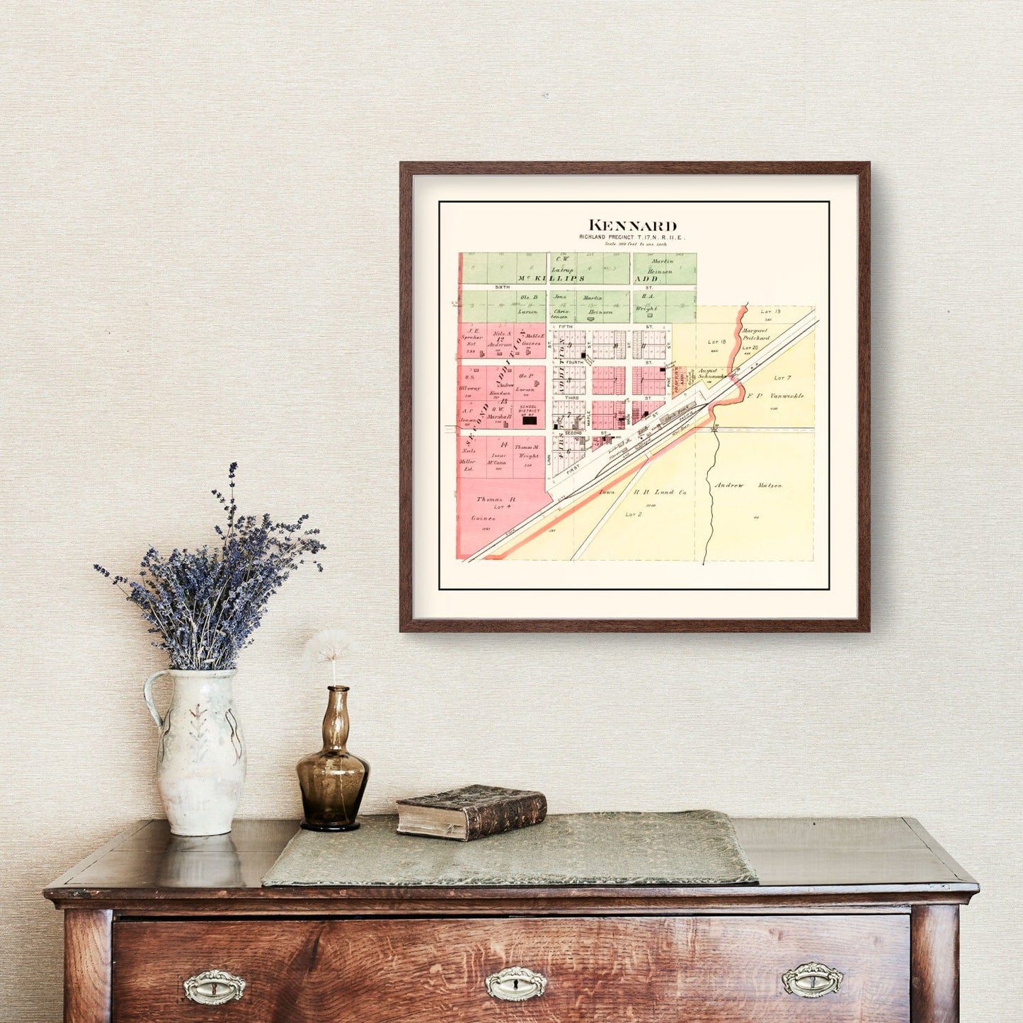 Vintage Map of Kennard, Nebraska 1908 -Not available at Minden location-