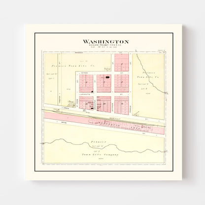 Vintage Map of Washington, Nebraska 1908 -Not available at Minden location-