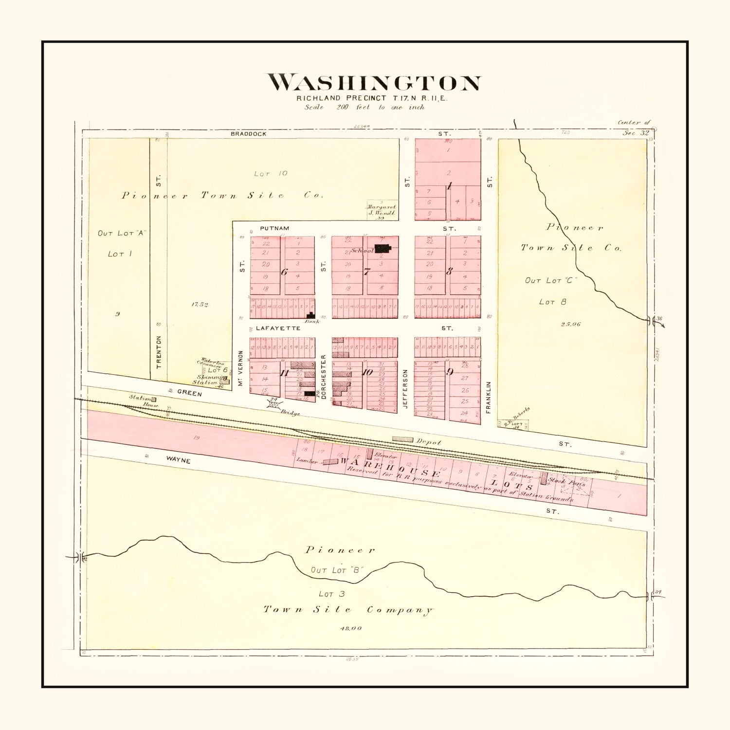 Vintage Map of Washington, Nebraska 1908 -Not available at Minden location-