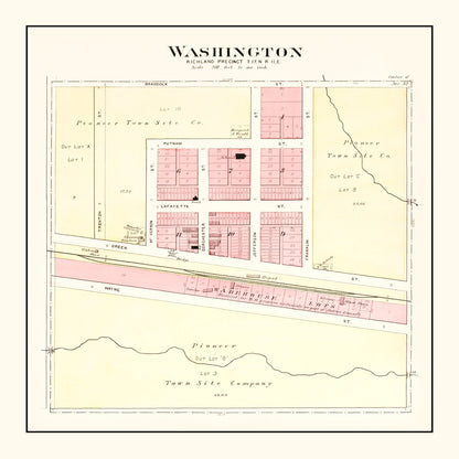 Vintage Map of Washington, Nebraska 1908 -Not available at Minden location-