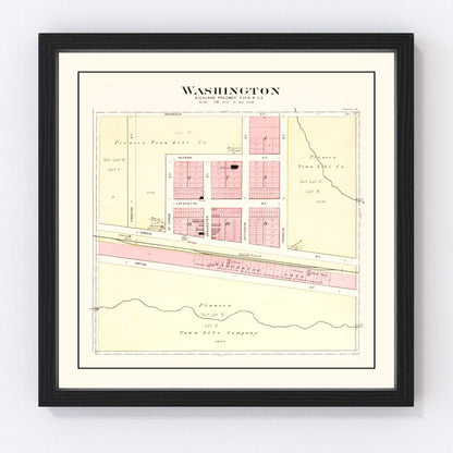 Vintage Map of Washington, Nebraska 1908 -Not available at Minden location-