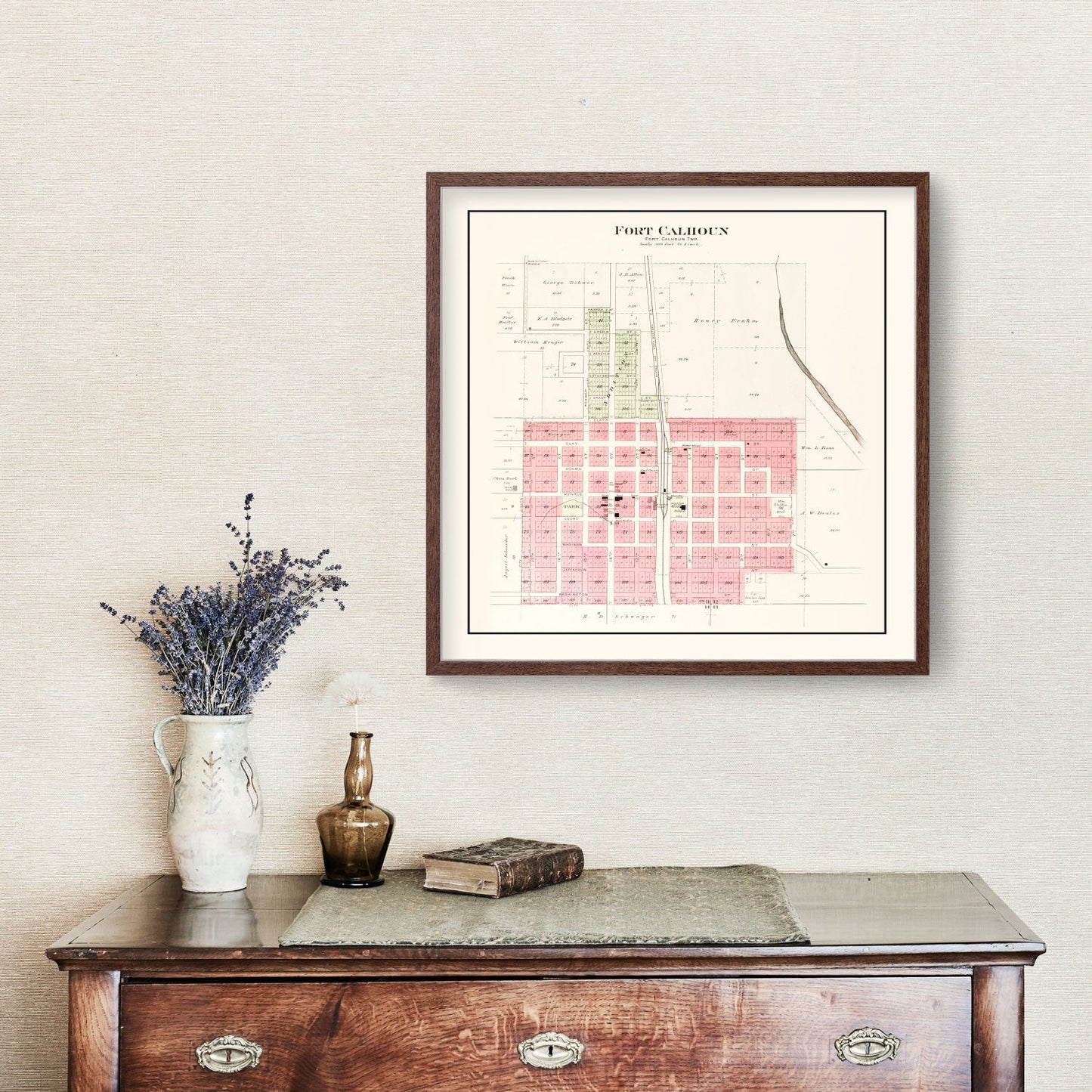 Vintage Map of Fort Calhoun, Nebraska 1908 -Not available at Minden location-