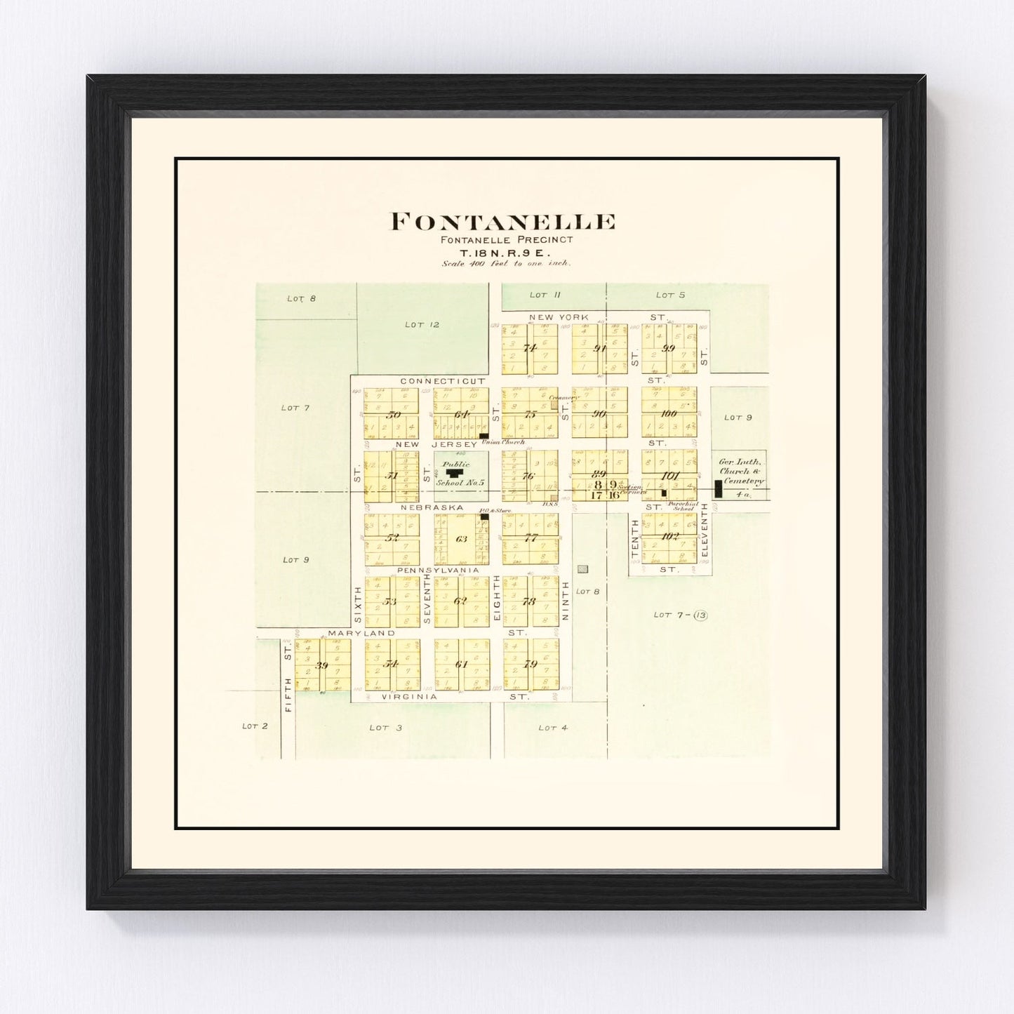 Vintage Map of Fontanelle, Nebraska 1904 -Not available at Minden location-