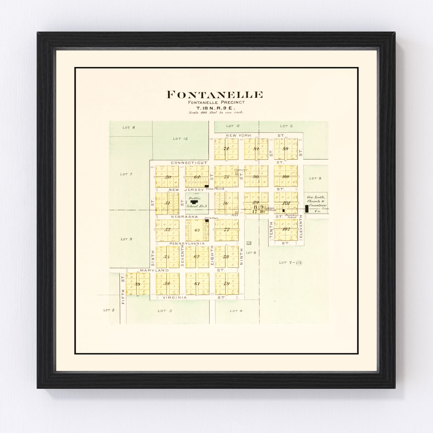 Vintage Map of Fontanelle, Nebraska 1904 -Not available at Minden location-