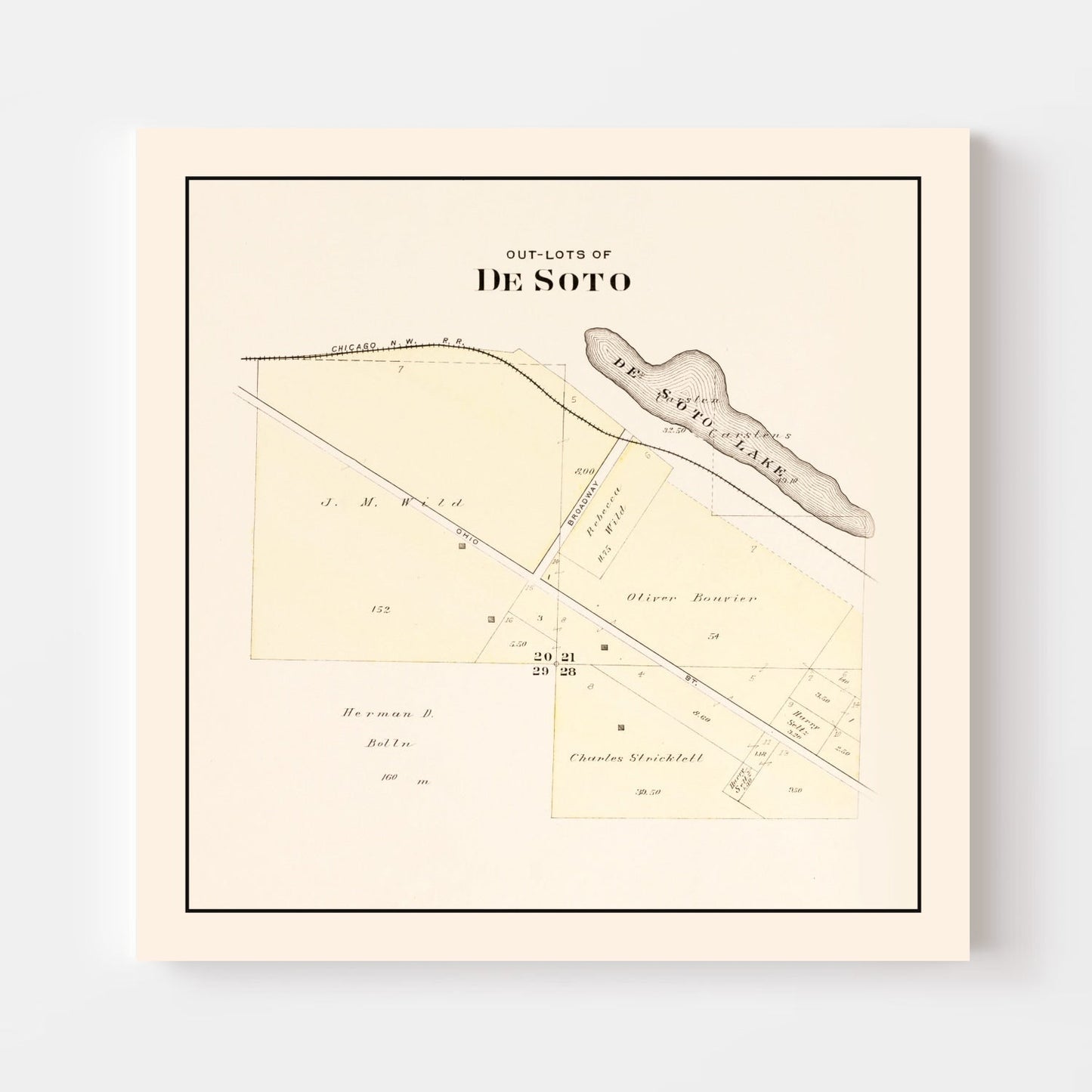 Vintage Map of Desoto, Nebraska 1908 -Not available at Minden location-