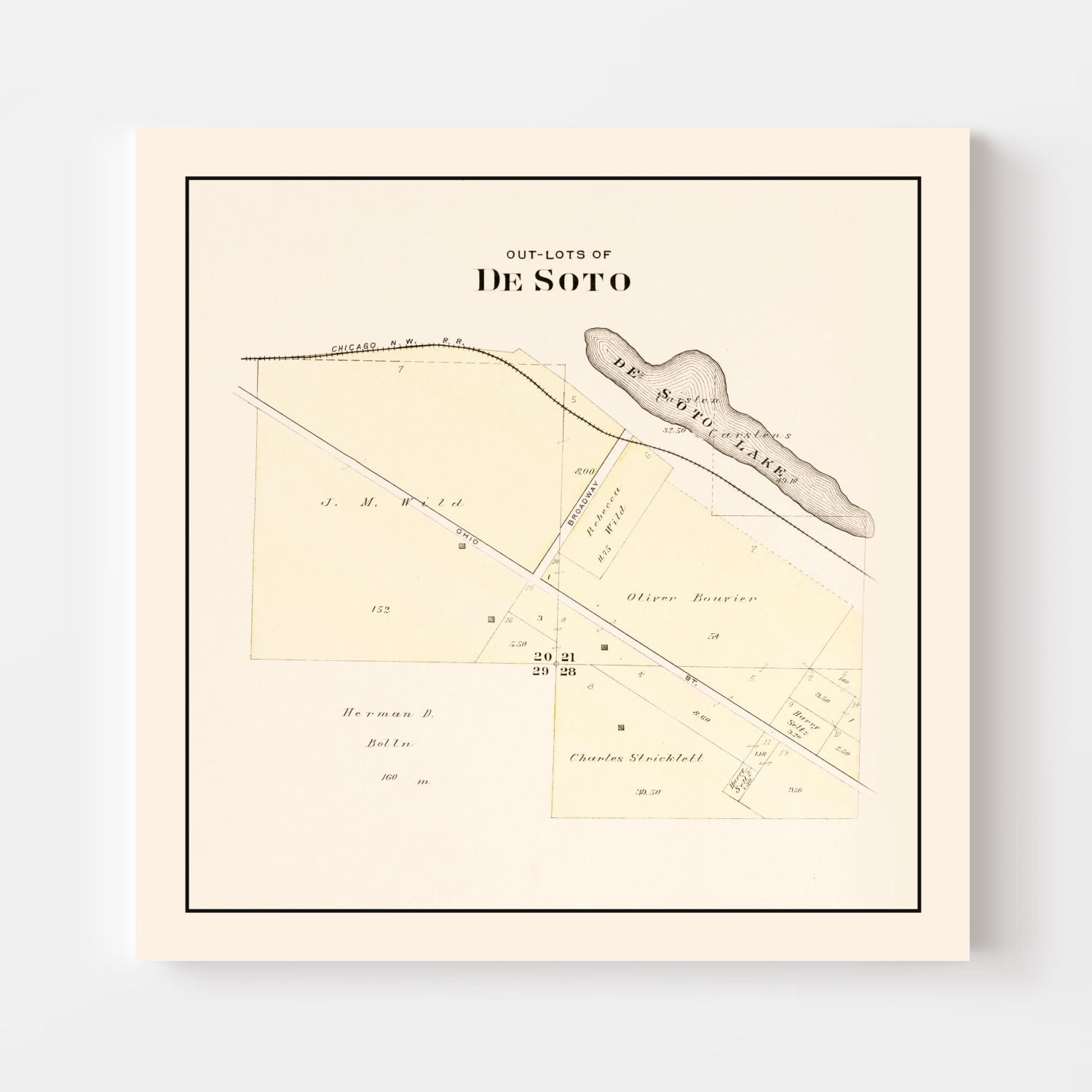 Vintage Map of Desoto, Nebraska 1908 -Not available at Minden location-