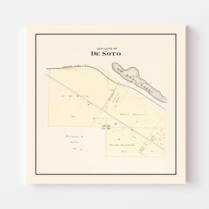 Vintage Map of Desoto, Nebraska 1908 -Not available at Minden location-