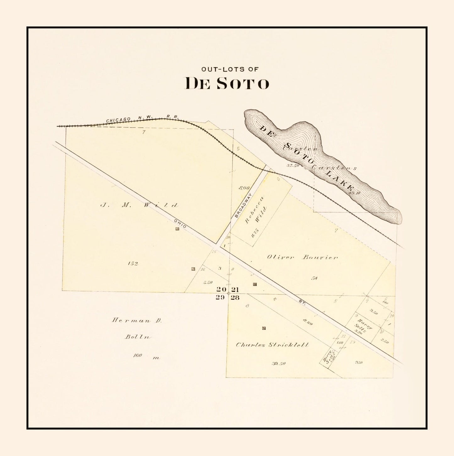 Vintage Map of Desoto, Nebraska 1908 -Not available at Minden location-
