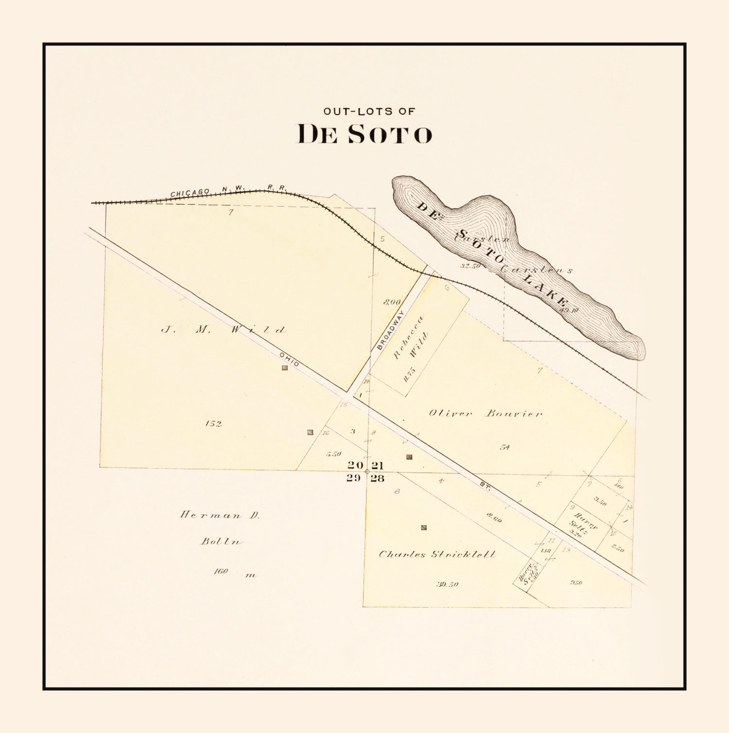 Vintage Map of Desoto, Nebraska 1908 -Not available at Minden location-