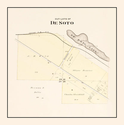 Vintage Map of Desoto, Nebraska 1908 -Not available at Minden location-