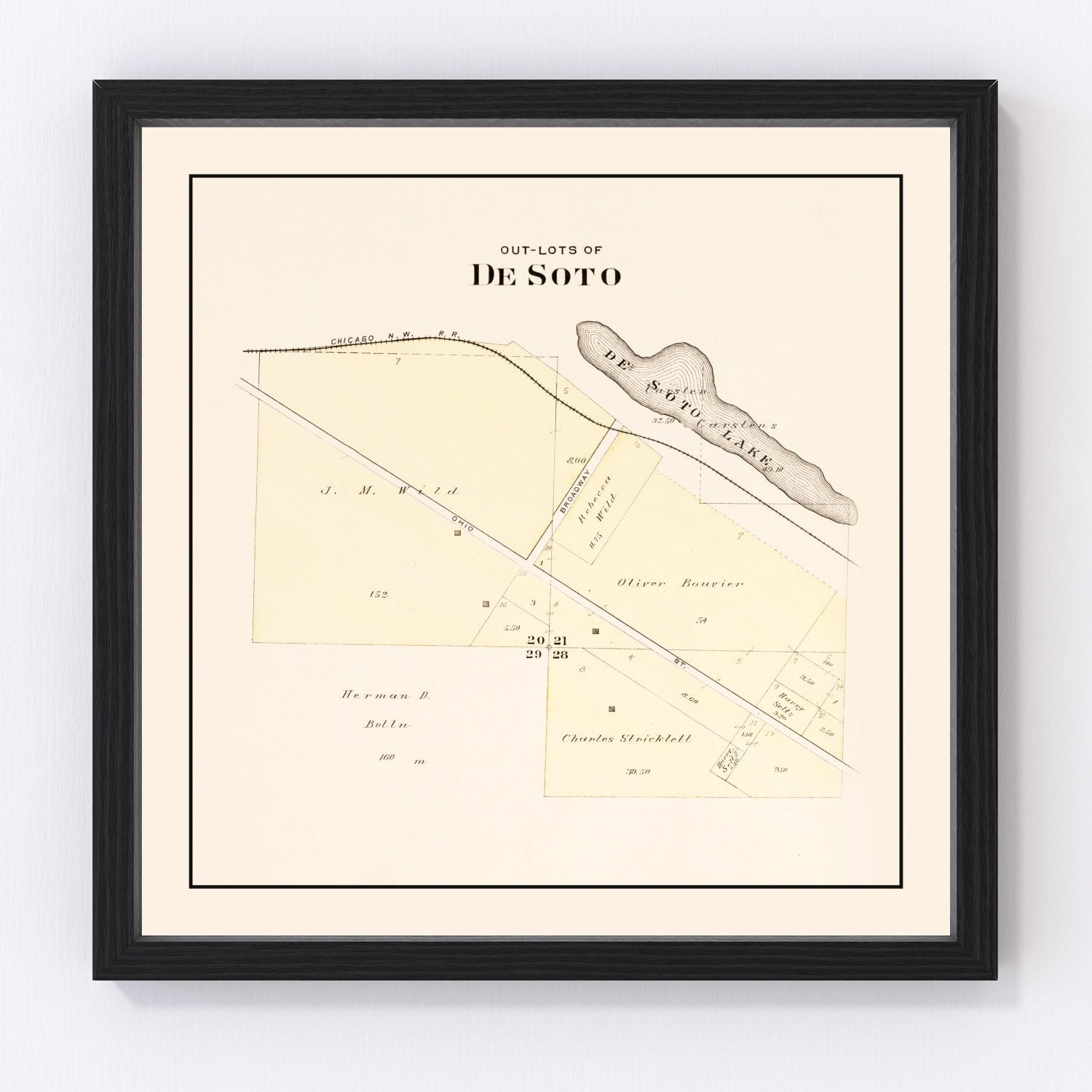 Vintage Map of Desoto, Nebraska 1908 -Not available at Minden location-
