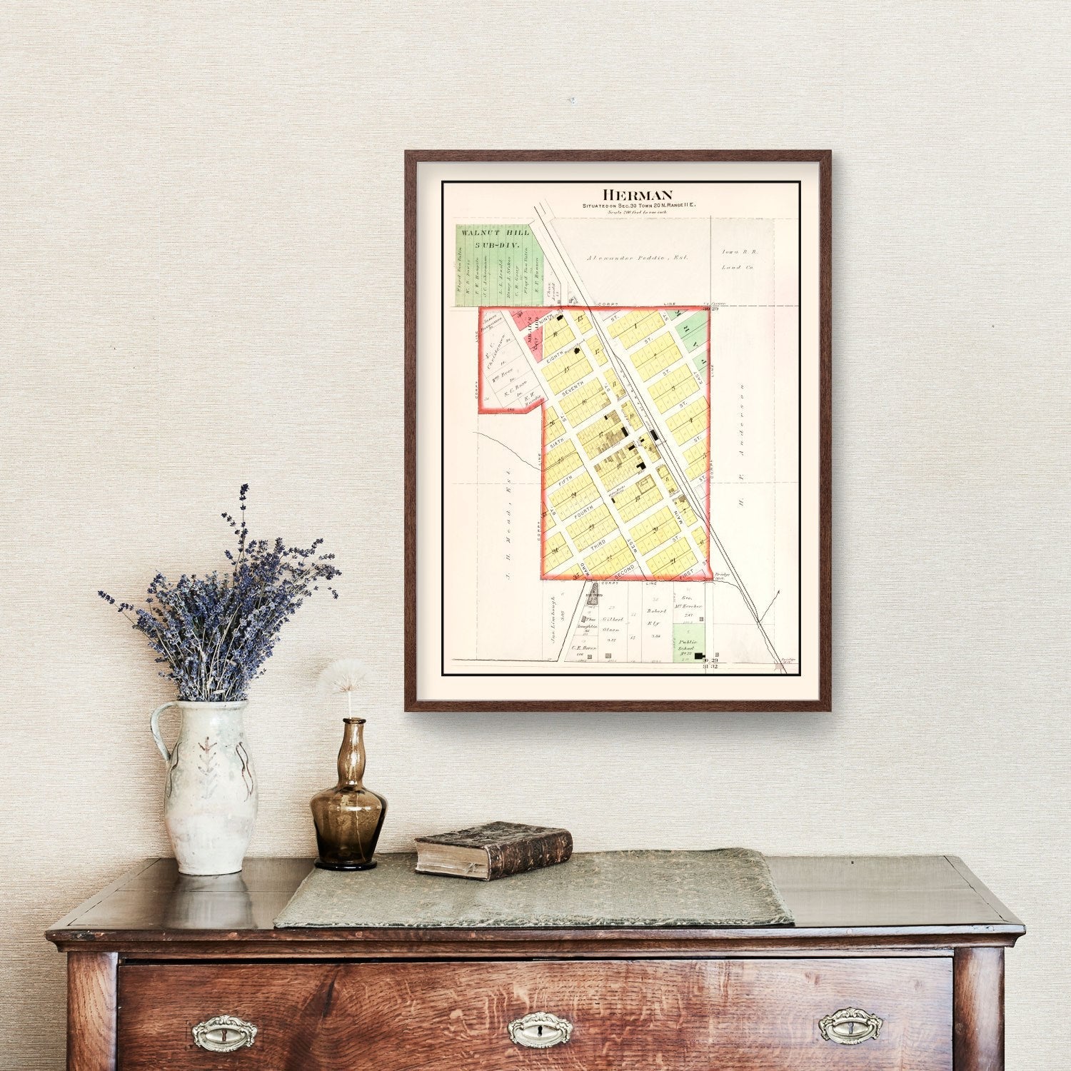 Vintage Map of Herman, Nebraska 1908 -Not available at Minden location-