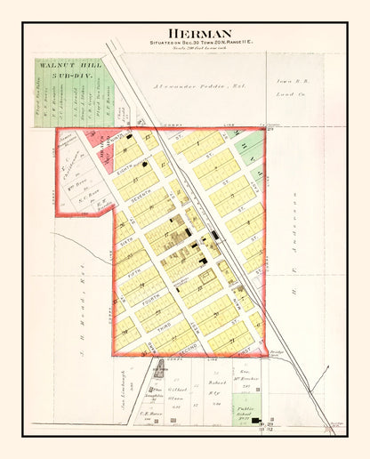 Vintage Map of Herman, Nebraska 1908 -Not available at Minden location-