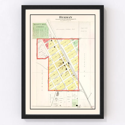 Vintage Map of Herman, Nebraska 1908 -Not available at Minden location-