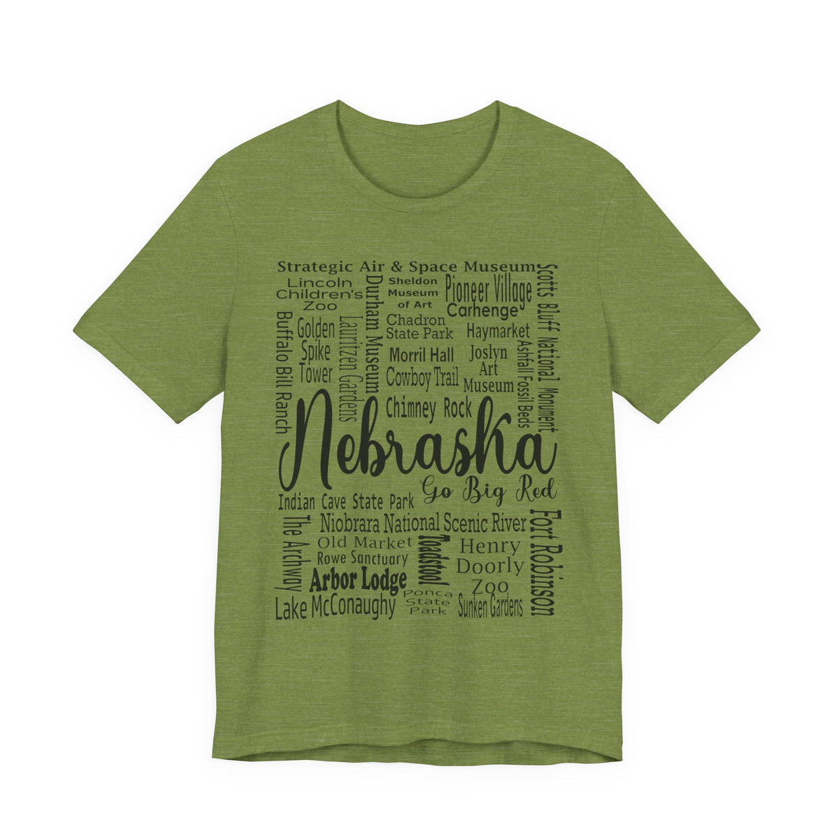 Nebraska Shirt – Landmarks Word Art Unisex Jersey Tee
