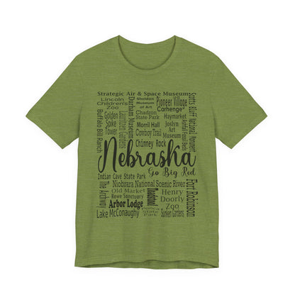 Nebraska Shirt – Landmarks Word Art Unisex Jersey Tee