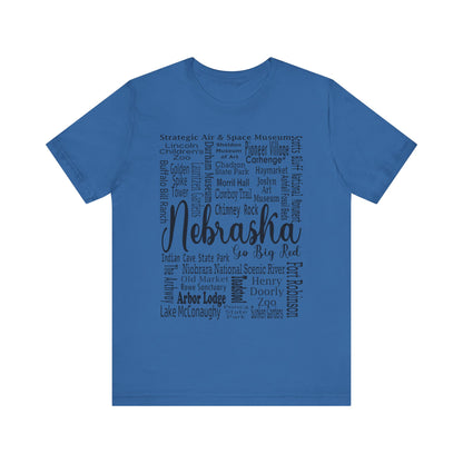 Nebraska Shirt – Landmarks Word Art Unisex Jersey Tee Columbia Blue