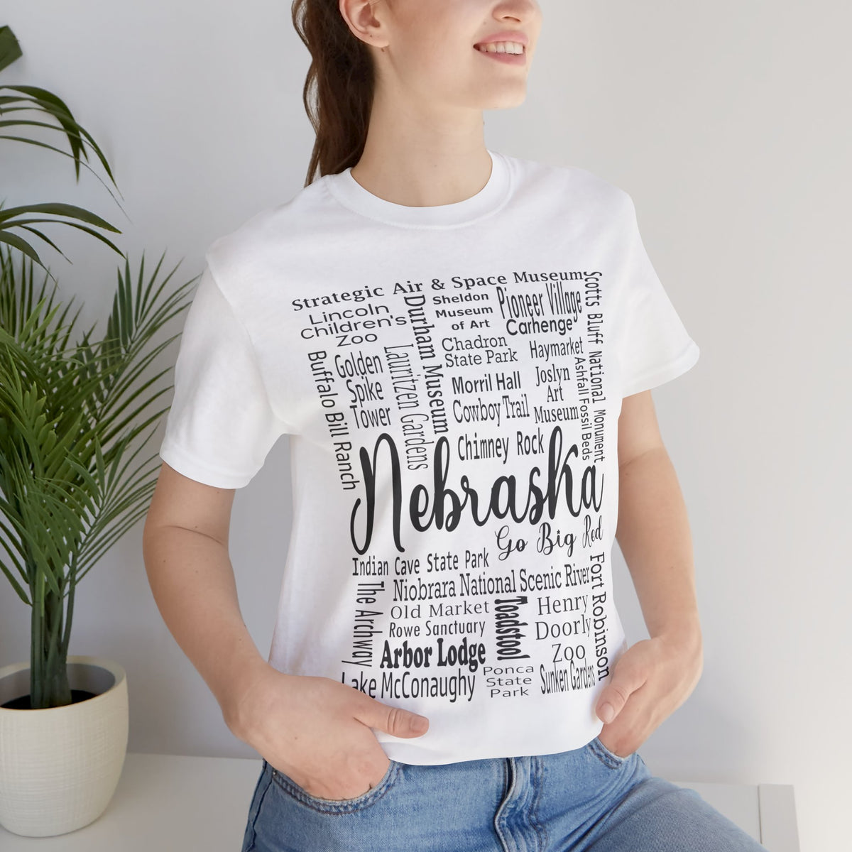 Nebraska Shirt – Landmarks Word Art Unisex Jersey Tee