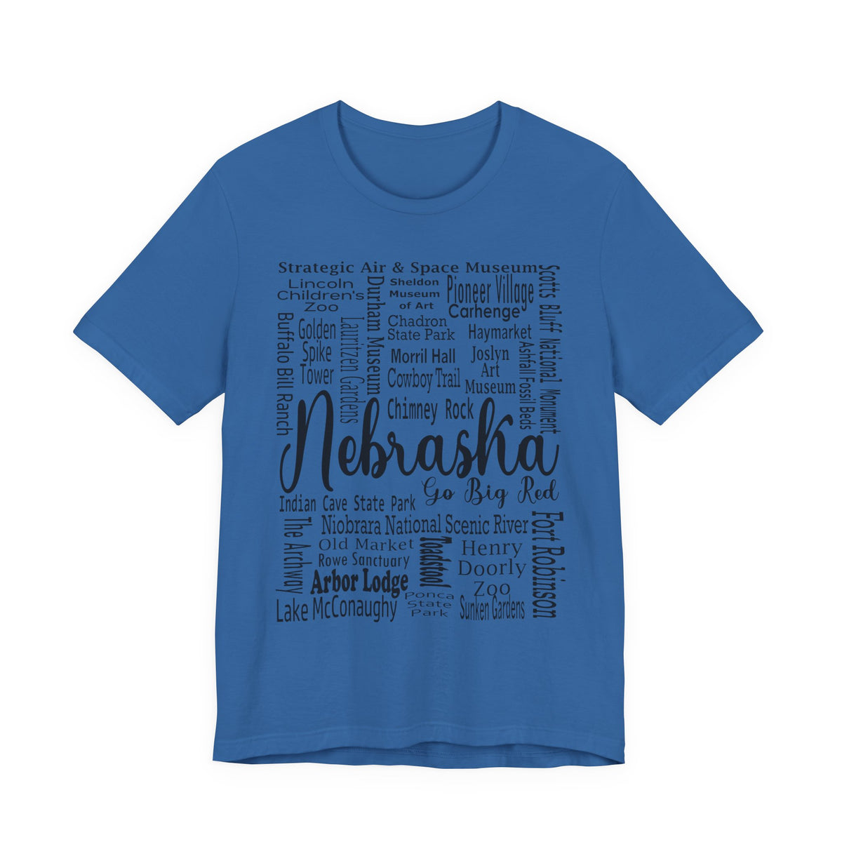 Nebraska Shirt – Landmarks Word Art Unisex Jersey Tee