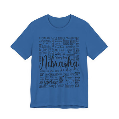 Nebraska Shirt – Landmarks Word Art Unisex Jersey Tee