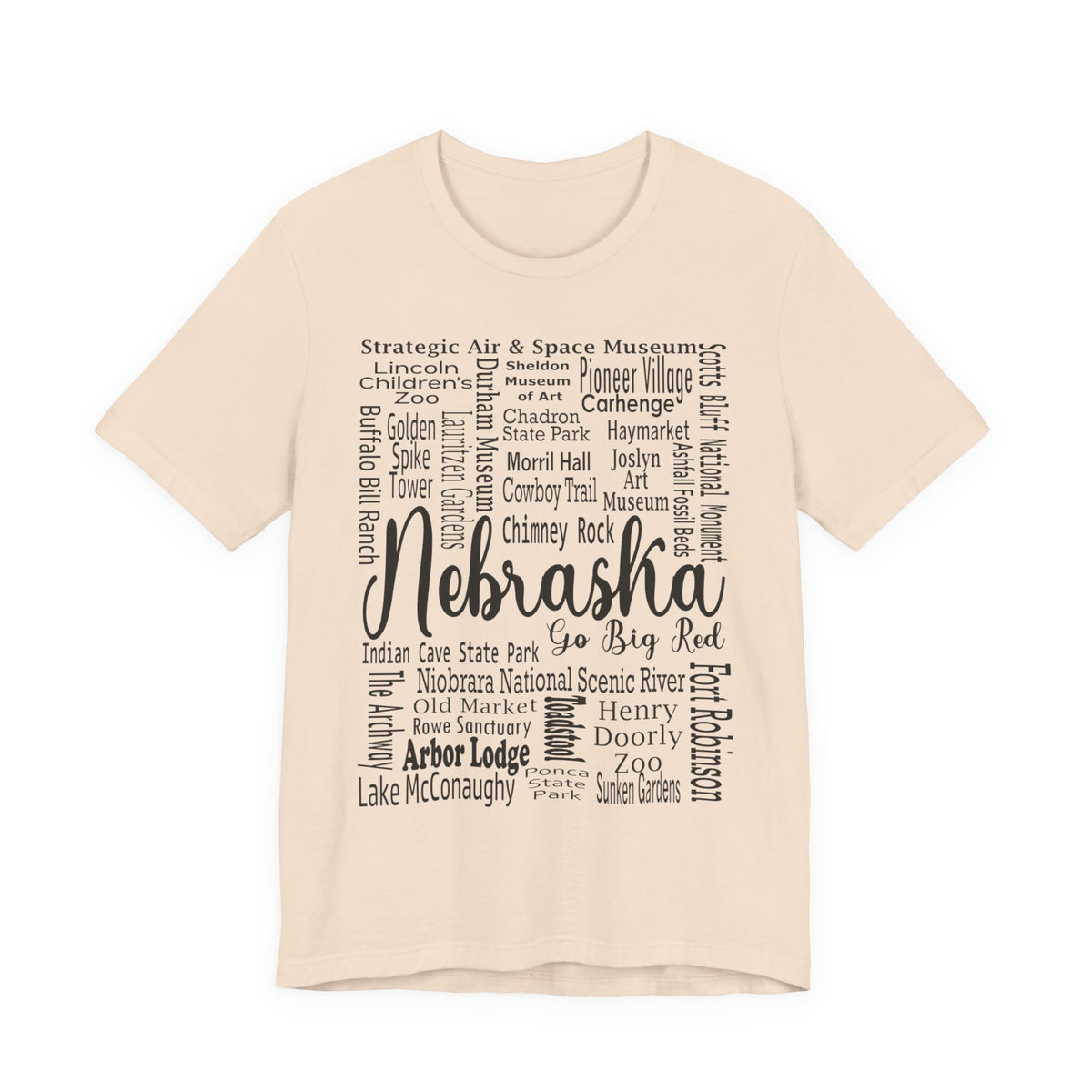 Nebraska Shirt – Landmarks Word Art Unisex Jersey Tee
