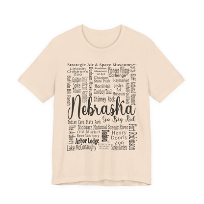 Nebraska Shirt – Landmarks Word Art Unisex Jersey Tee