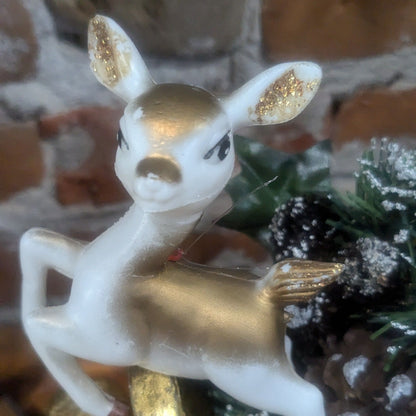 Assemblage with Vintage Reindeer and Santa AS IS as7