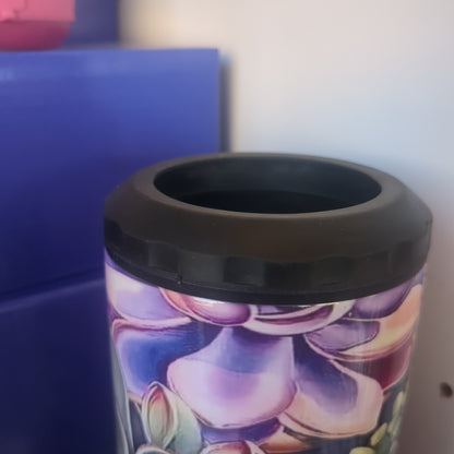 17 Oz Insulated Sstainless Steel Can Cooler Top and Tumbler Top with Purple, Rechargeable, Removeable Speaker Succulents st9