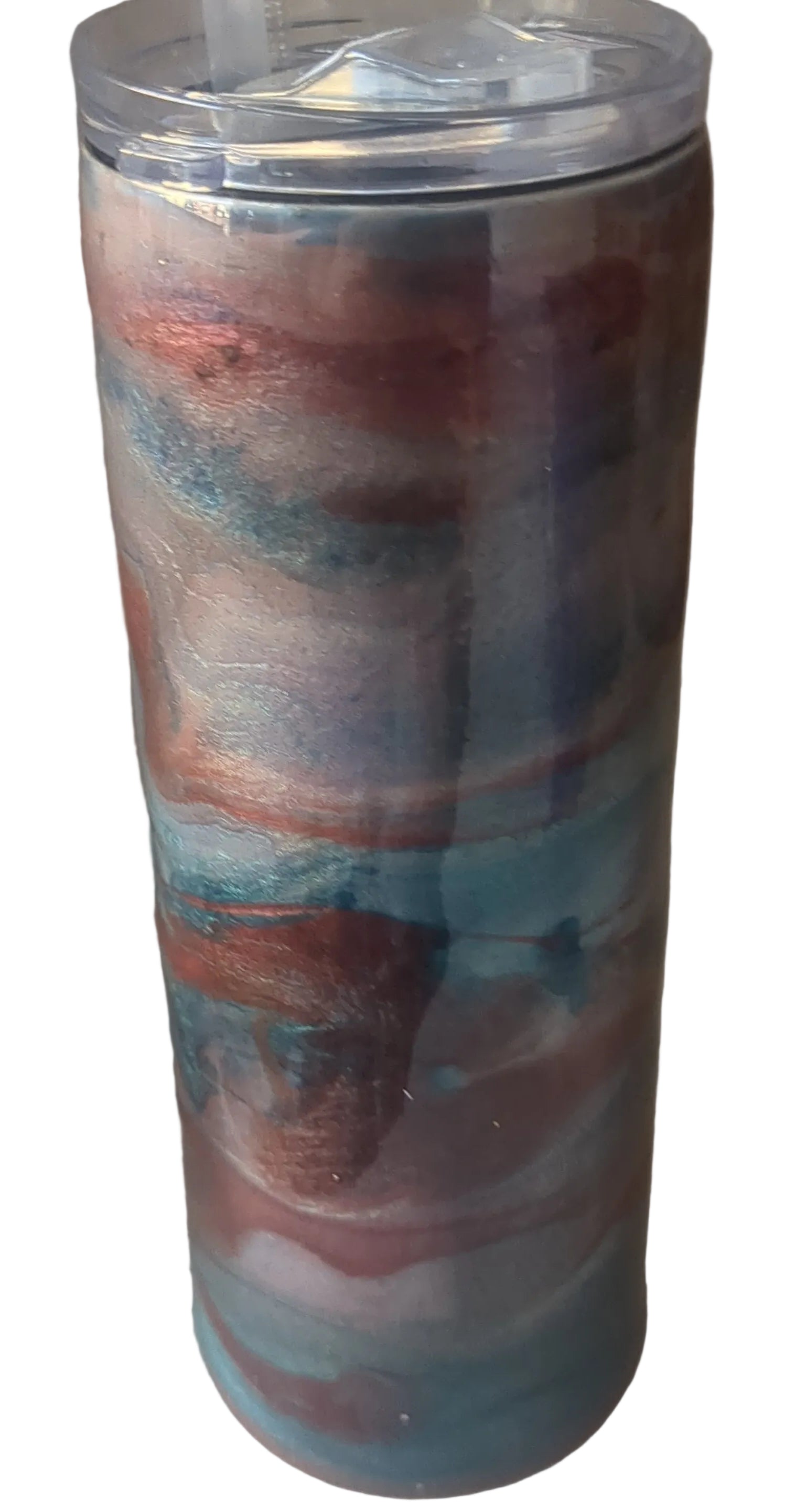 20 ounce insulated stainless steel Tumbler Handcrafted with Resin and alcohol ink with 2 lids Has Flaws Bumps in Resin CLEARANCE ai19