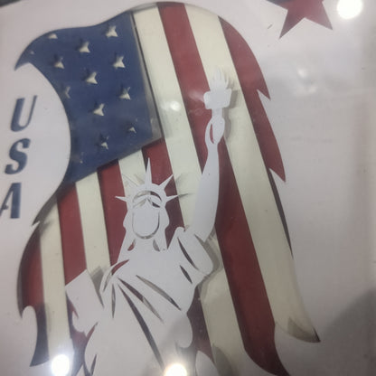 Shadowbox Black Frame Layered Cardstock USA Eagle Statue of Liberty Flag 5 1/2” x 5 1/2” sb13 CLEARANCE
