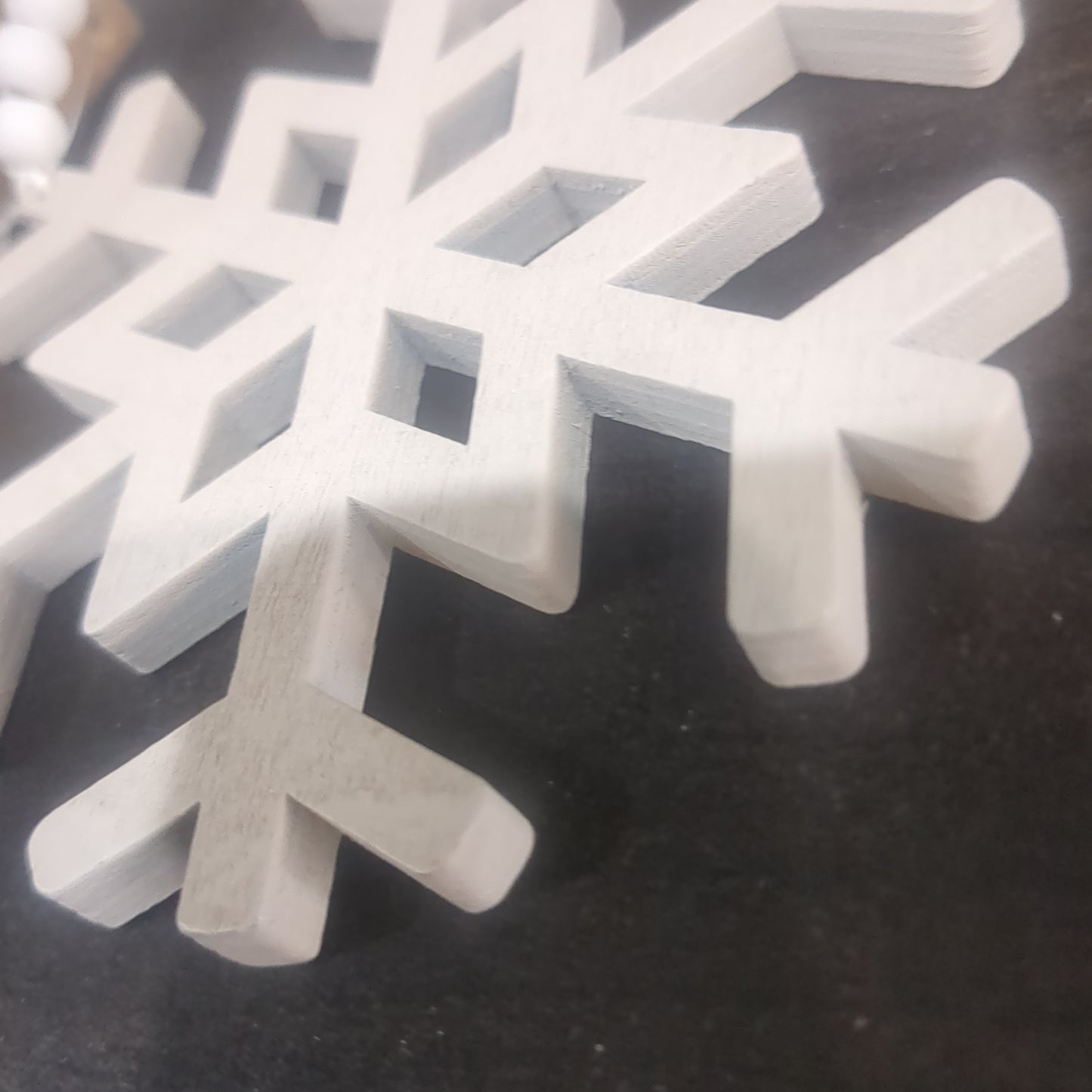 Distressed Wooden Snowflake Beaded Ornament dw3