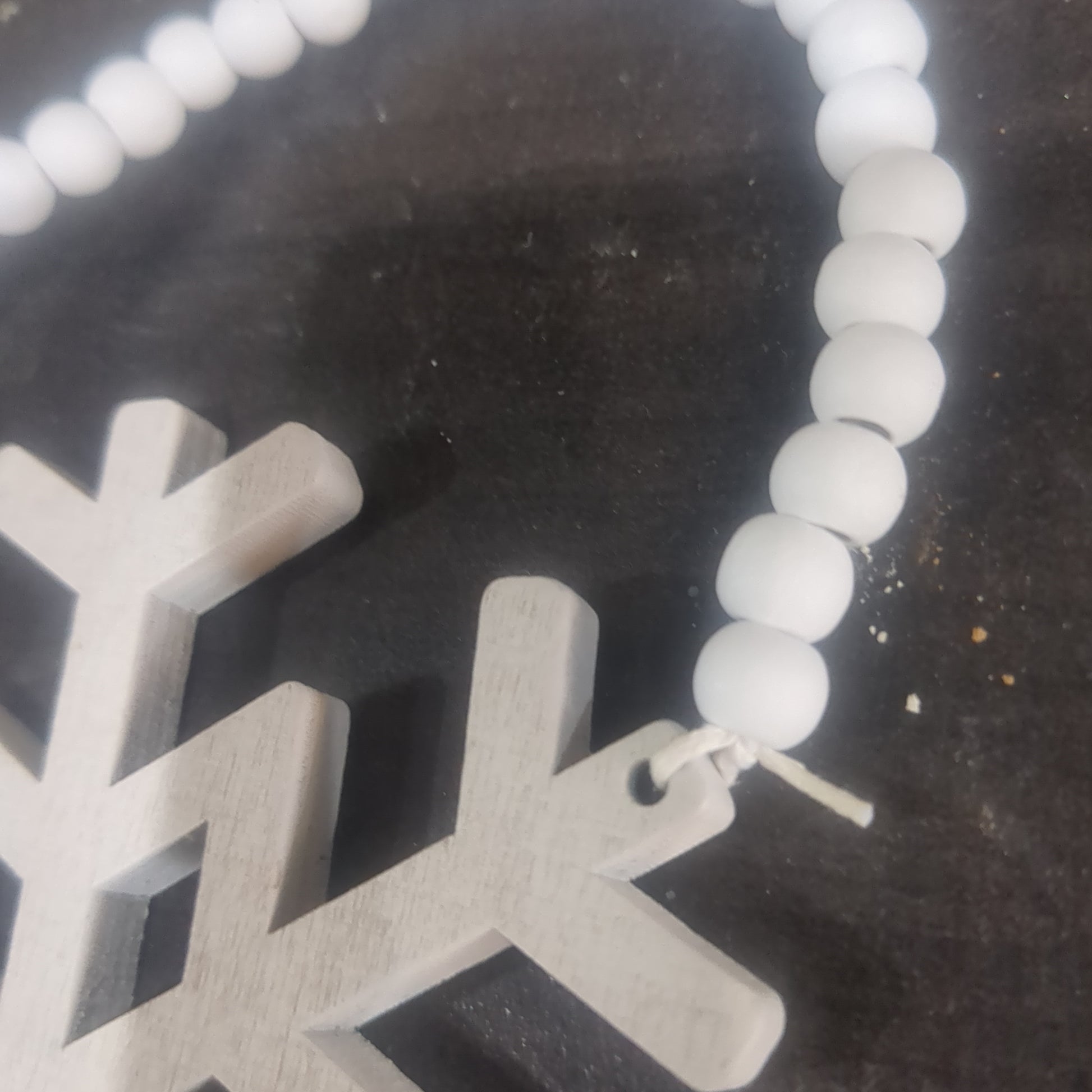 Distressed Wooden Snowflake Beaded Ornament dw3