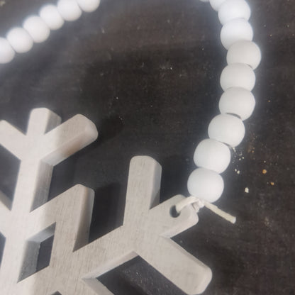 Distressed Wooden Snowflake Beaded Ornament dw3