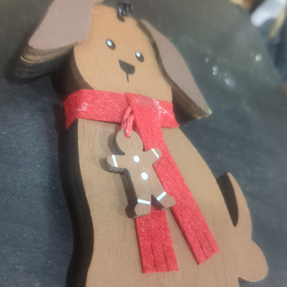 Dog With Gingerbread Scarf Ornament CLEARANCE