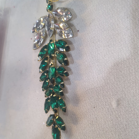 Acrylic green and clear jewel ornament, 5.25in